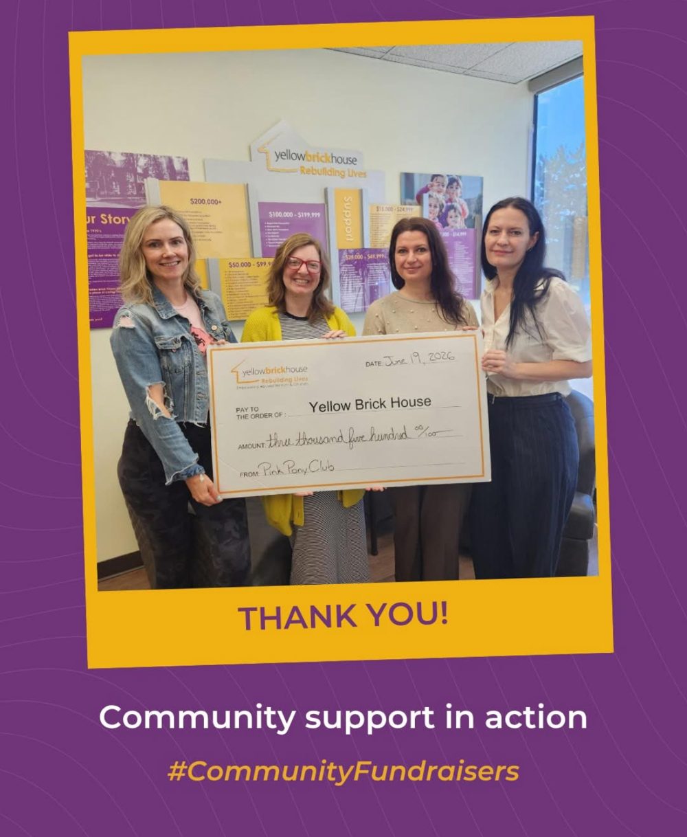 Yellow Brick House thanking Pink Pony Club for its charity gala donation